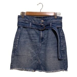Express Extreme High Rise trendy blue cotton denim mini belted skirt . Size 2